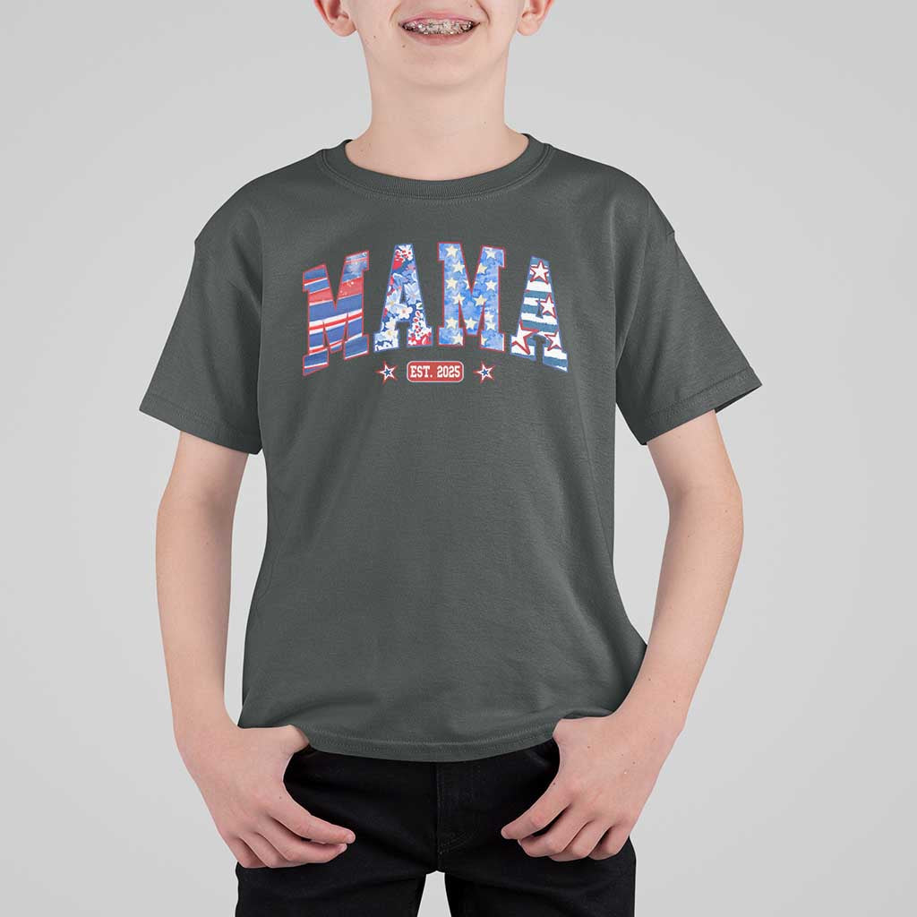American Mama Est 2025 T Shirt For Kid 4th of July Pregnancy Reveal - Wonder Print Shop
