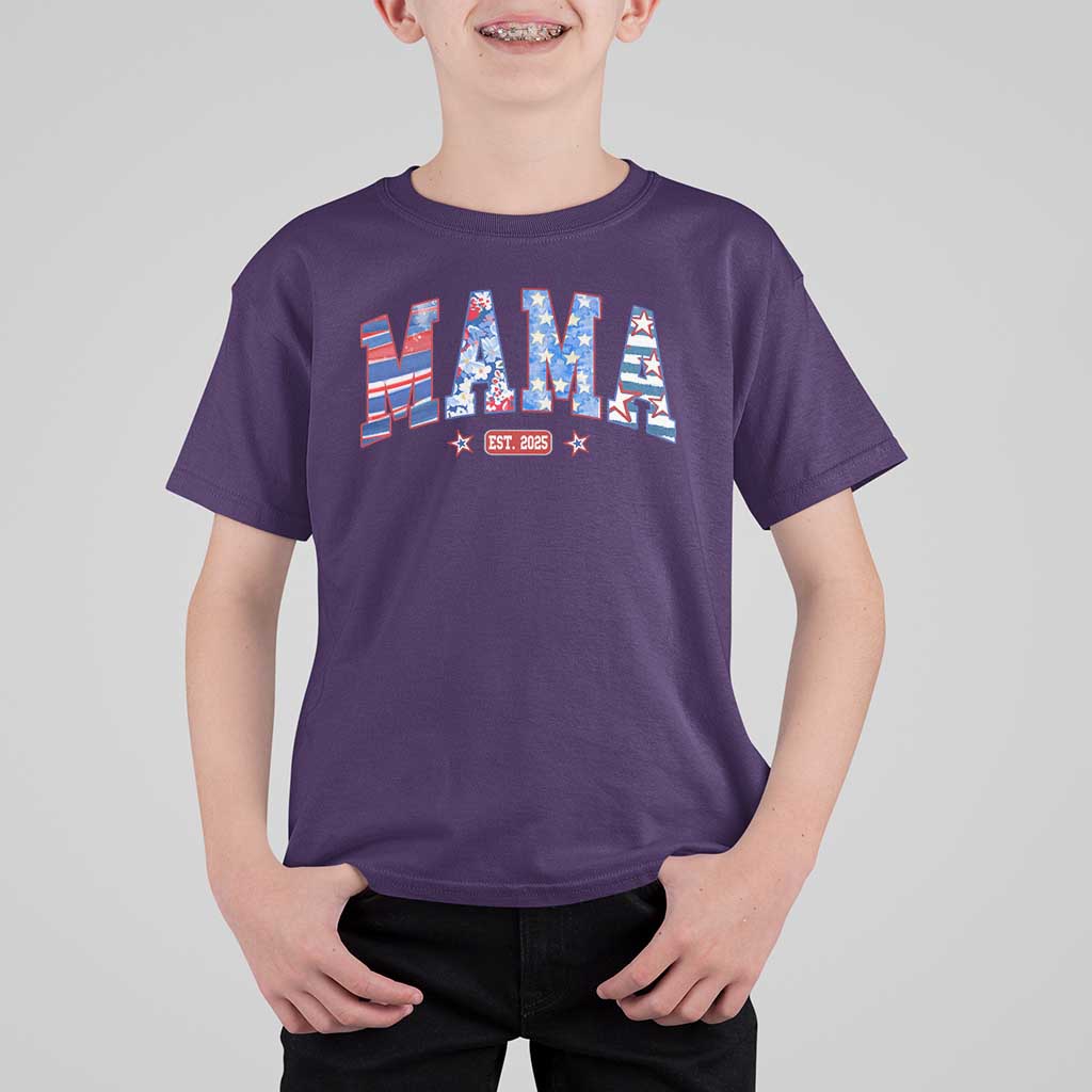 American Mama Est 2025 T Shirt For Kid 4th of July Pregnancy Reveal - Wonder Print Shop