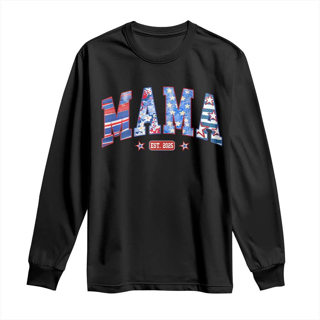 American Mama Est 2025 Long Sleeve Shirt 4th of July Pregnancy Reveal - Wonder Print Shop