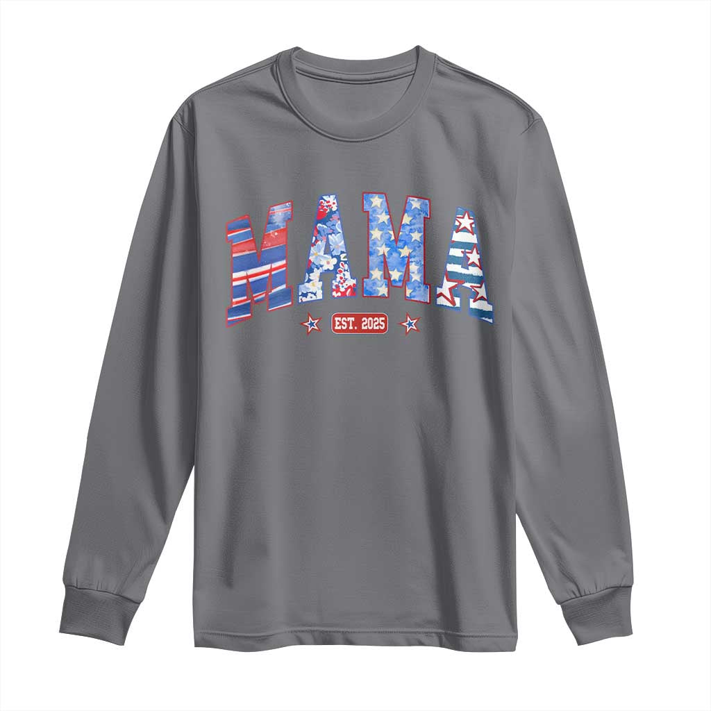 American Mama Est 2025 Long Sleeve Shirt 4th of July Pregnancy Reveal - Wonder Print Shop