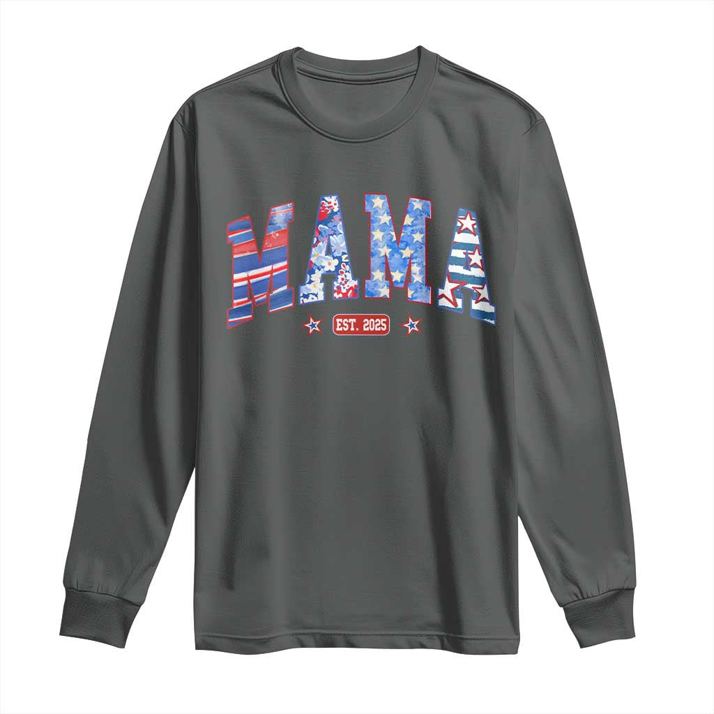 American Mama Est 2025 Long Sleeve Shirt 4th of July Pregnancy Reveal - Wonder Print Shop