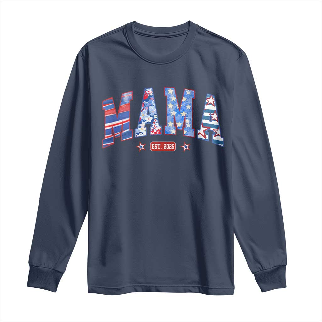 American Mama Est 2025 Long Sleeve Shirt 4th of July Pregnancy Reveal - Wonder Print Shop