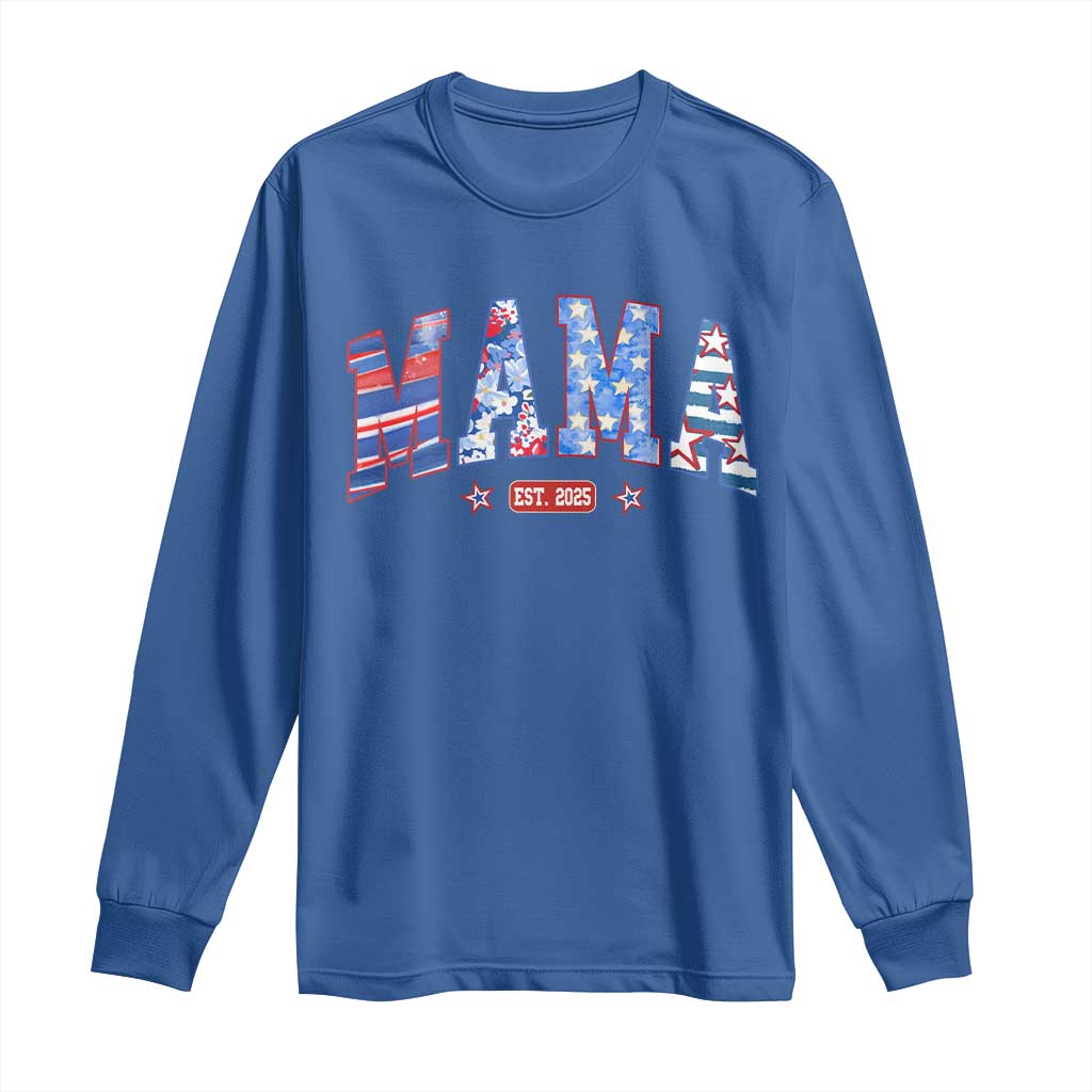 American Mama Est 2025 Long Sleeve Shirt 4th of July Pregnancy Reveal - Wonder Print Shop