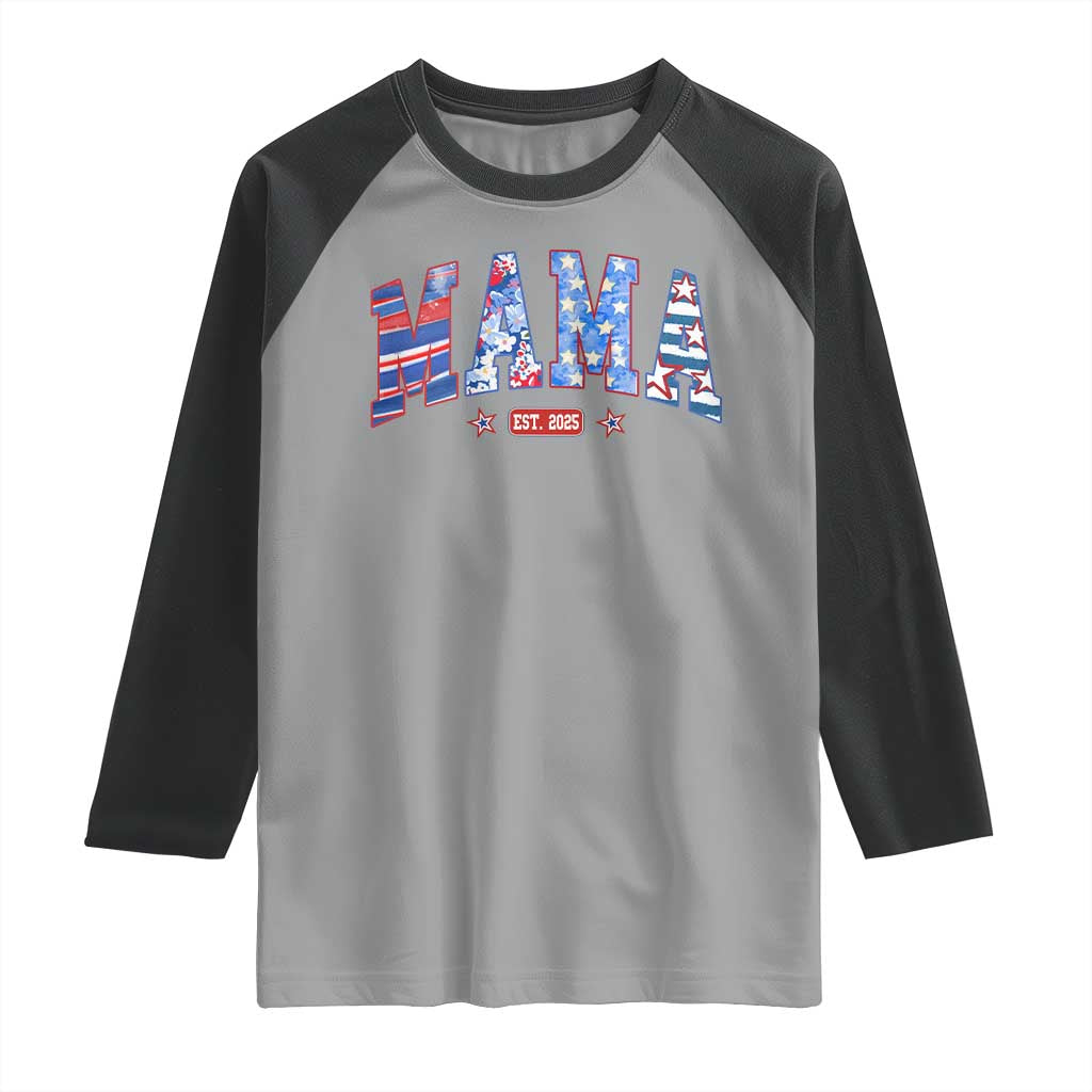 American Mama Est 2025 Raglan Shirt 4th of July Pregnancy Reveal - Wonder Print Shop