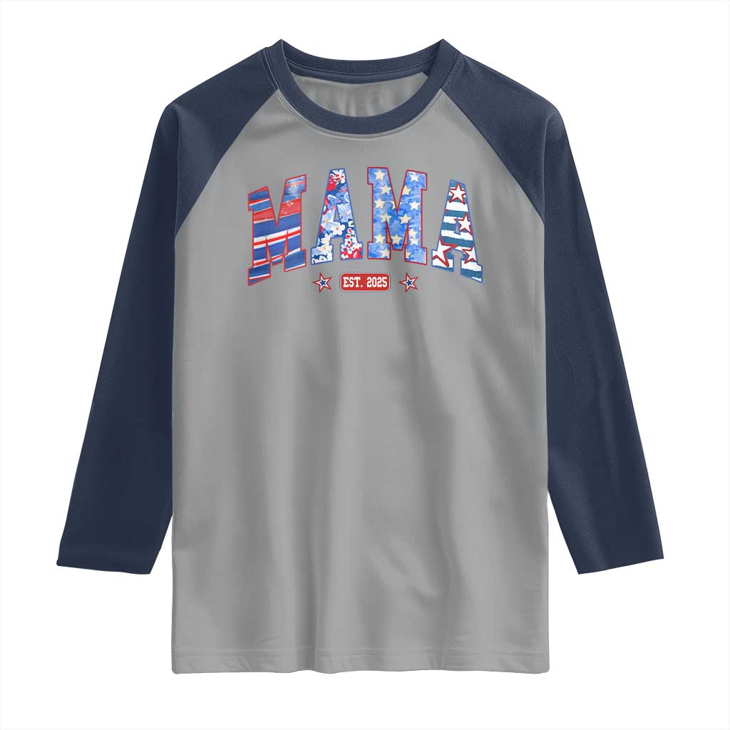 American Mama Est 2025 Raglan Shirt 4th of July Pregnancy Reveal - Wonder Print Shop