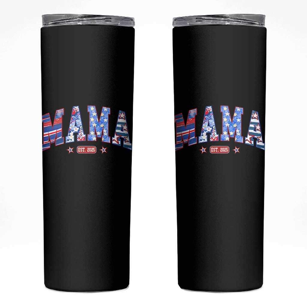American Mama Est 2025 Skinny Tumbler 4th of July Pregnancy Reveal - Wonder Print Shop
