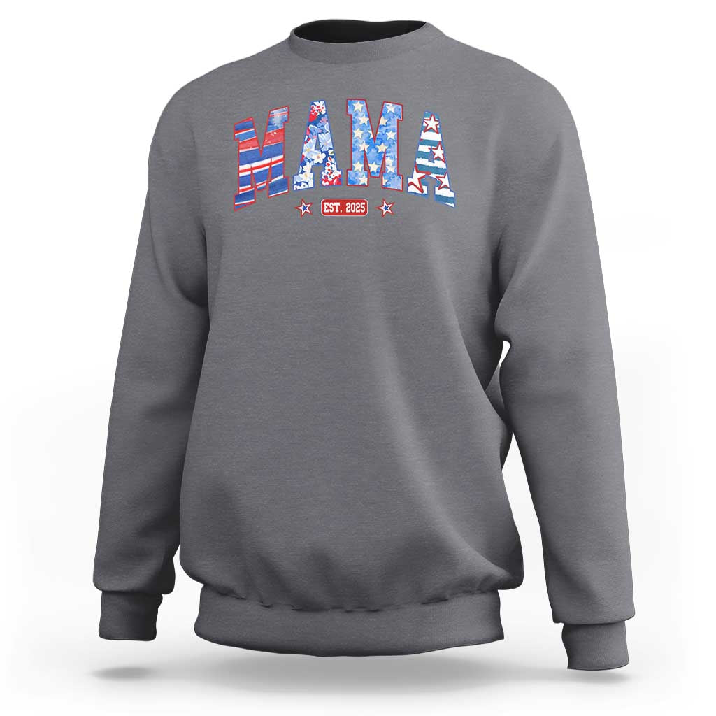 American Mama Est 2025 Sweatshirt 4th of July Pregnancy Reveal - Wonder Print Shop