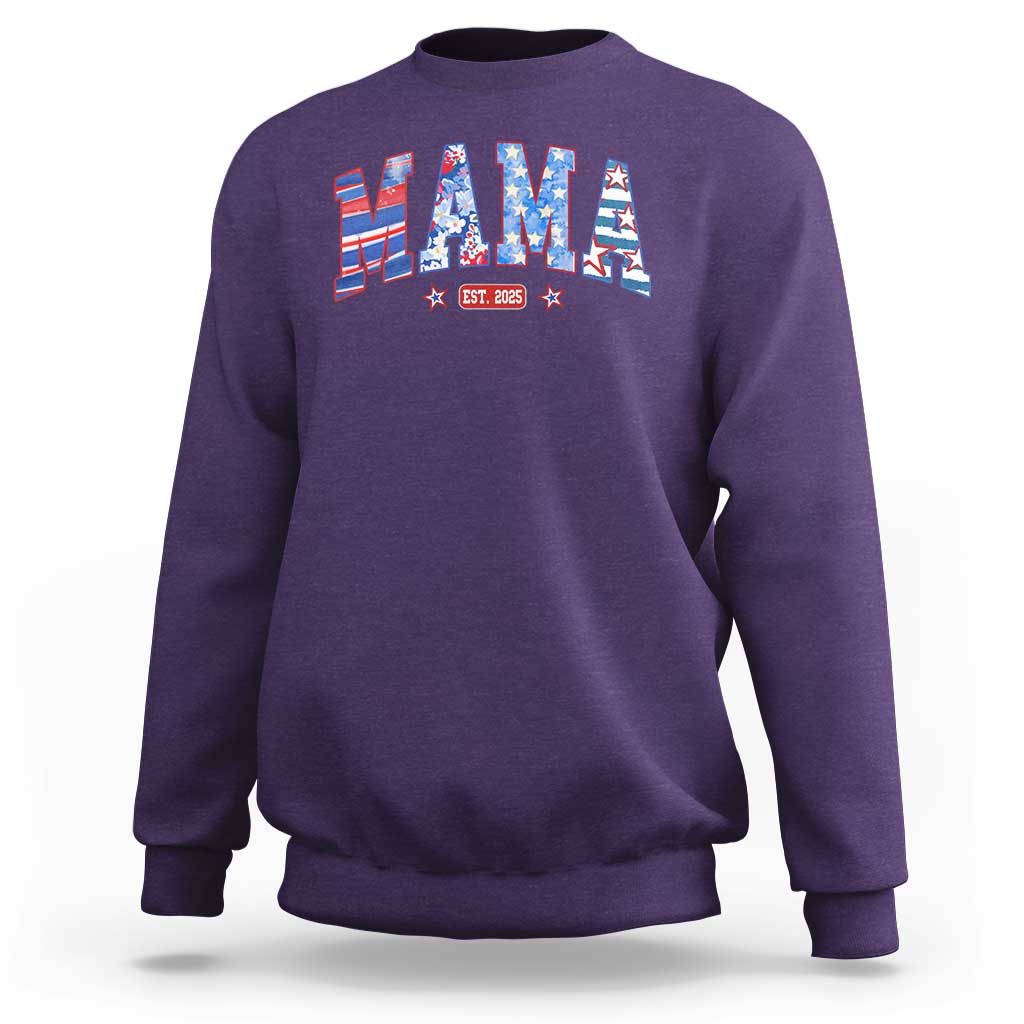 American Mama Est 2025 Sweatshirt 4th of July Pregnancy Reveal - Wonder Print Shop