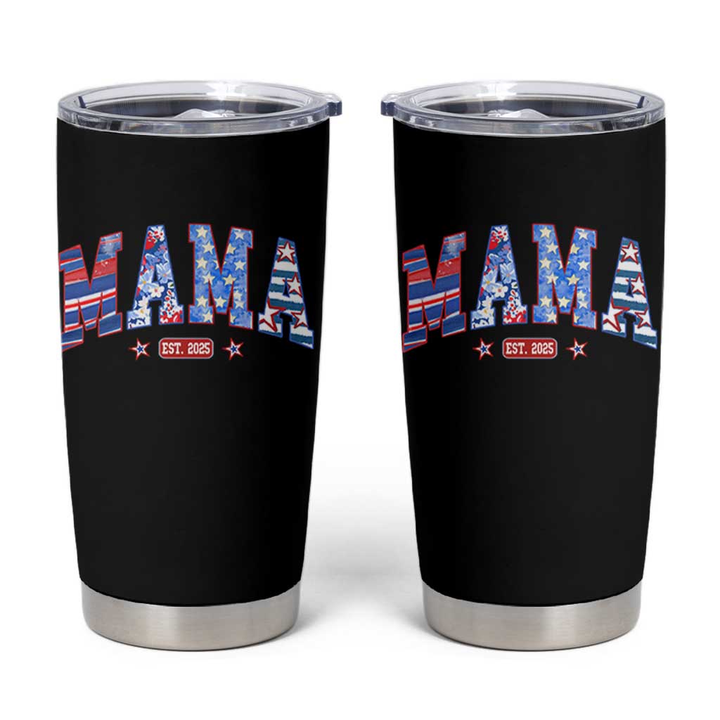 American Mama Est 2025 Tumbler Cup 4th of July Pregnancy Reveal - Wonder Print Shop
