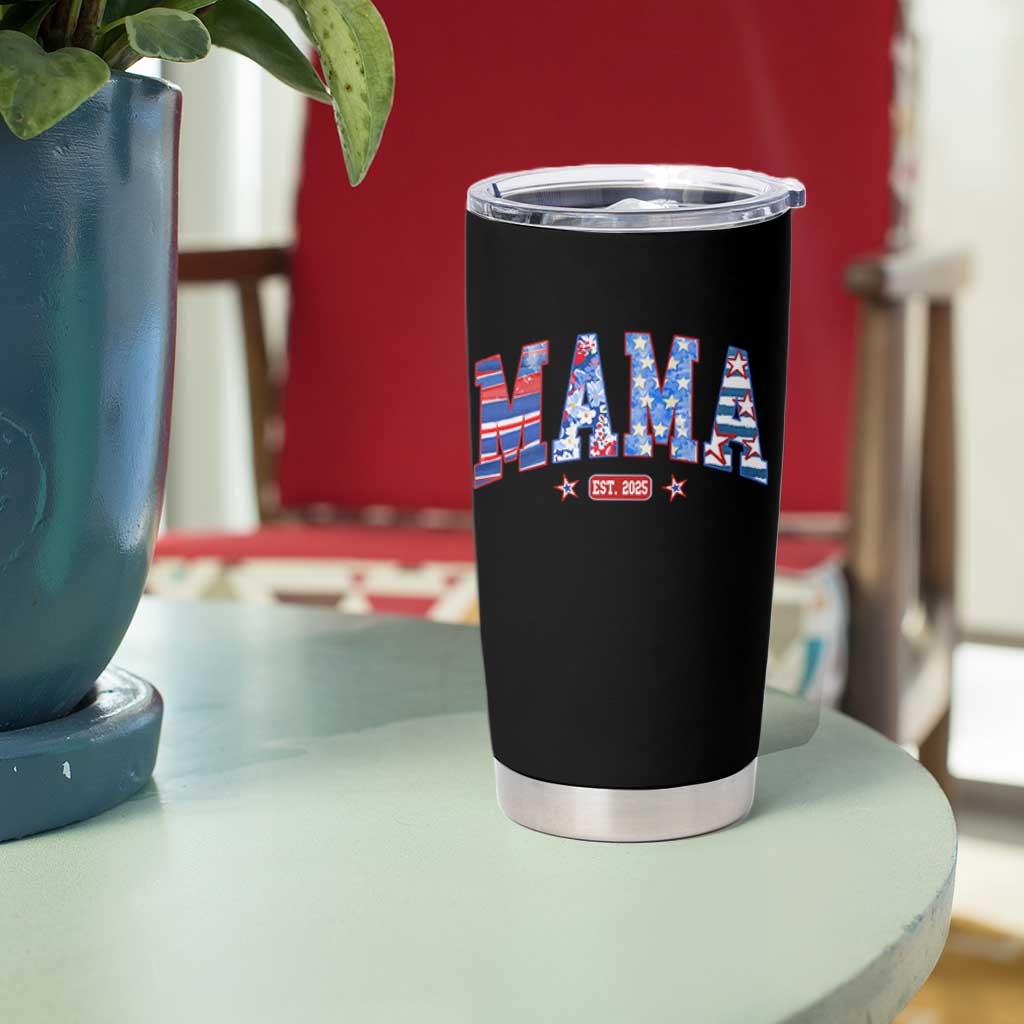 American Mama Est 2025 Tumbler Cup 4th of July Pregnancy Reveal - Wonder Print Shop