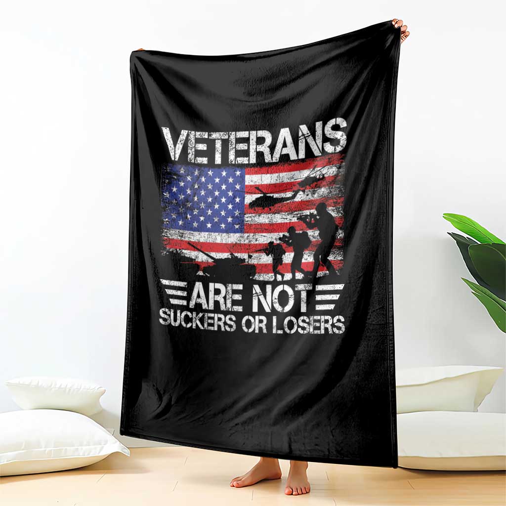 Veterans Are Not Suckers Or Losers Throw Blanket Veteran Vintage US Flag Protest