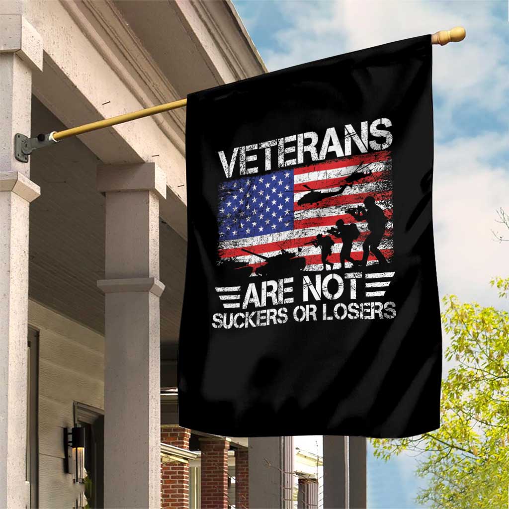 Veterans Are Not Suckers Or Losers Garden Flag Veteran Vintage US Flag Protest