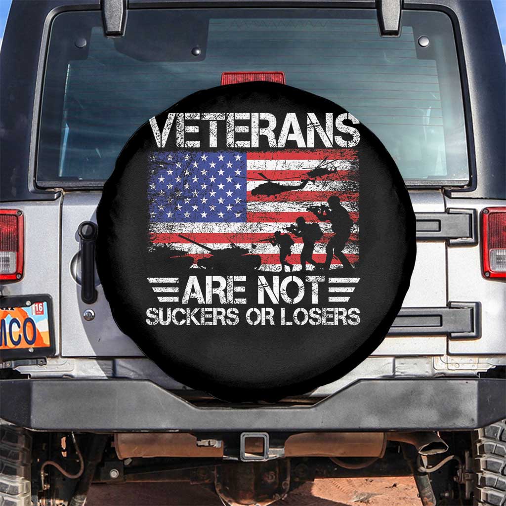 Veterans Are Not Suckers Or Losers Spare Tire Cover Veteran Vintage US Flag Protest