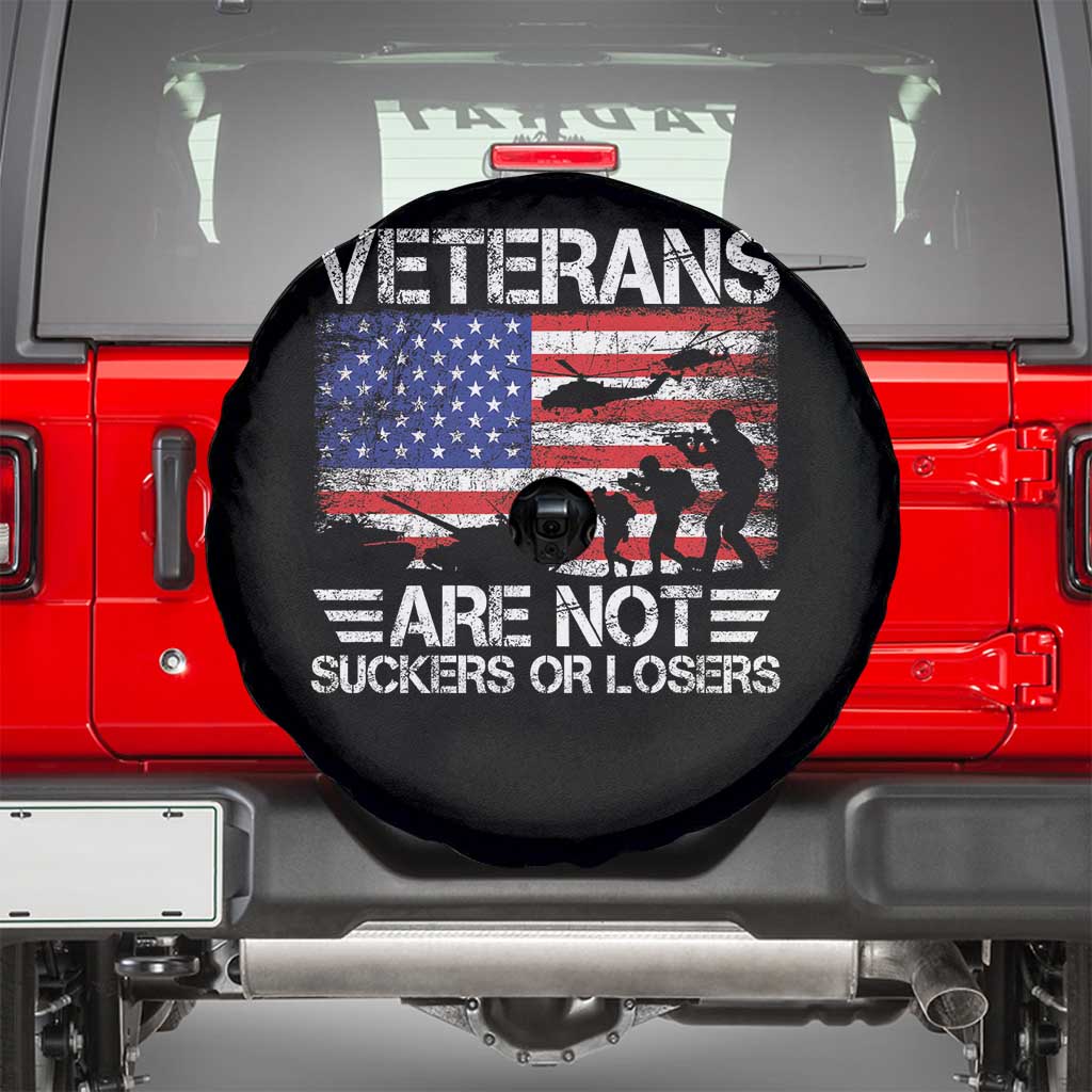 Veterans Are Not Suckers Or Losers Spare Tire Cover Veteran Vintage US Flag Protest
