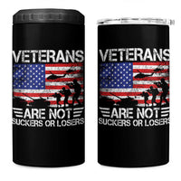 Veterans Are Not Suckers Or Losers 4 in 1 Can Cooler Tumbler Veteran Vintage US Flag Protest