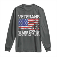 Veterans Are Not Suckers Or Losers Long Sleeve Shirt Veteran Vintage US Flag Protest