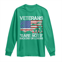 Veterans Are Not Suckers Or Losers Long Sleeve Shirt Veteran Vintage US Flag Protest