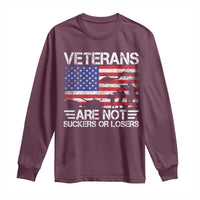 Veterans Are Not Suckers Or Losers Long Sleeve Shirt Veteran Vintage US Flag Protest