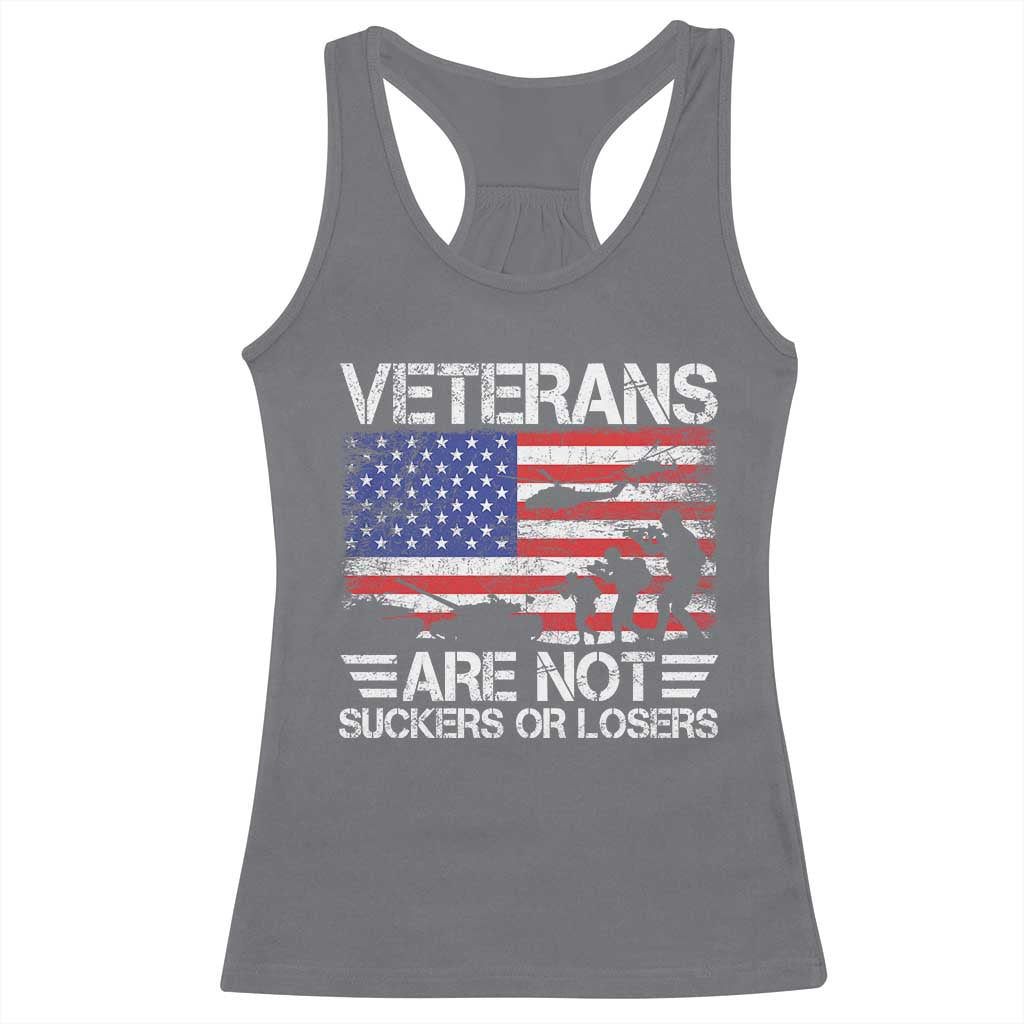Veterans Are Not Suckers Or Losers Racerback Tank Top Veteran Vintage US Flag Protest