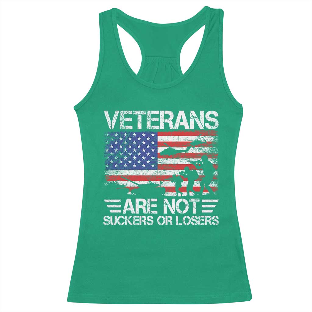 Veterans Are Not Suckers Or Losers Racerback Tank Top Veteran Vintage US Flag Protest