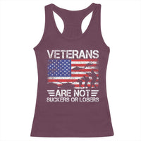 Veterans Are Not Suckers Or Losers Racerback Tank Top Veteran Vintage US Flag Protest