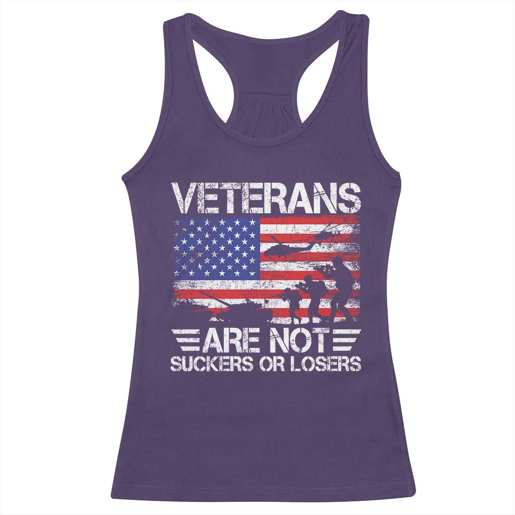 Veterans Are Not Suckers Or Losers Racerback Tank Top Veteran Vintage US Flag Protest