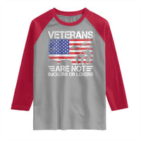 Veterans Are Not Suckers Or Losers Raglan Shirt Veteran Vintage US Flag Protest