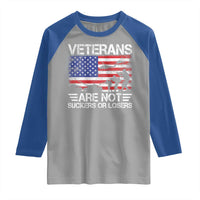 Veterans Are Not Suckers Or Losers Raglan Shirt Veteran Vintage US Flag Protest