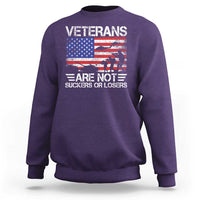 Veterans Are Not Suckers Or Losers Sweatshirt Veteran Vintage US Flag Protest
