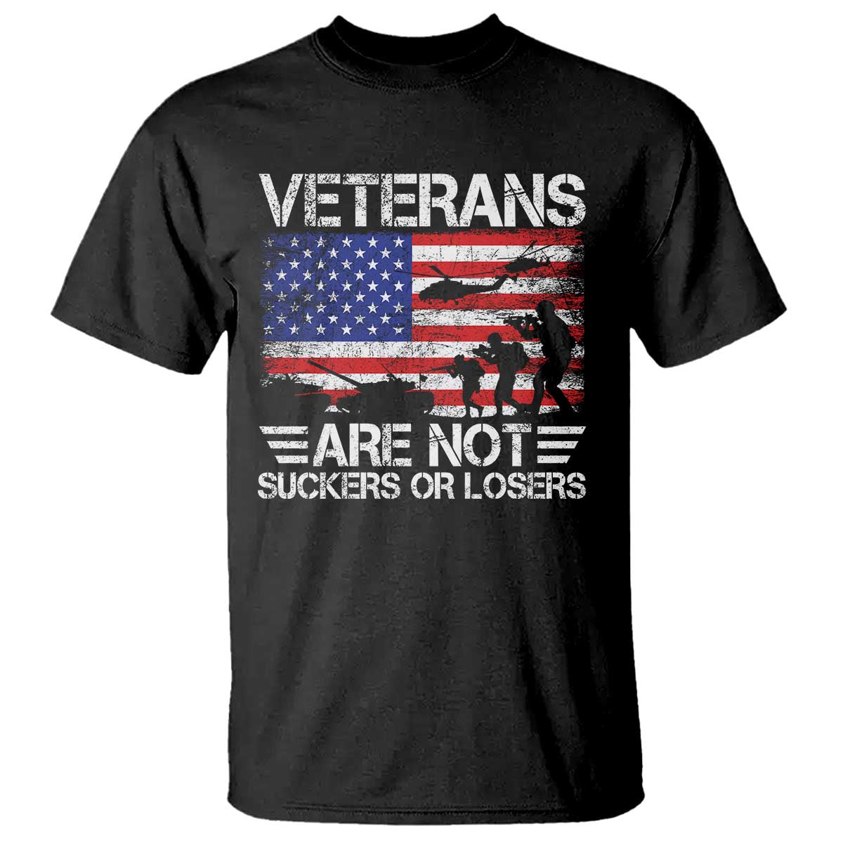 Veterans Are Not Suckers Or Losers T Shirt Veteran Vintage US Flag Protest