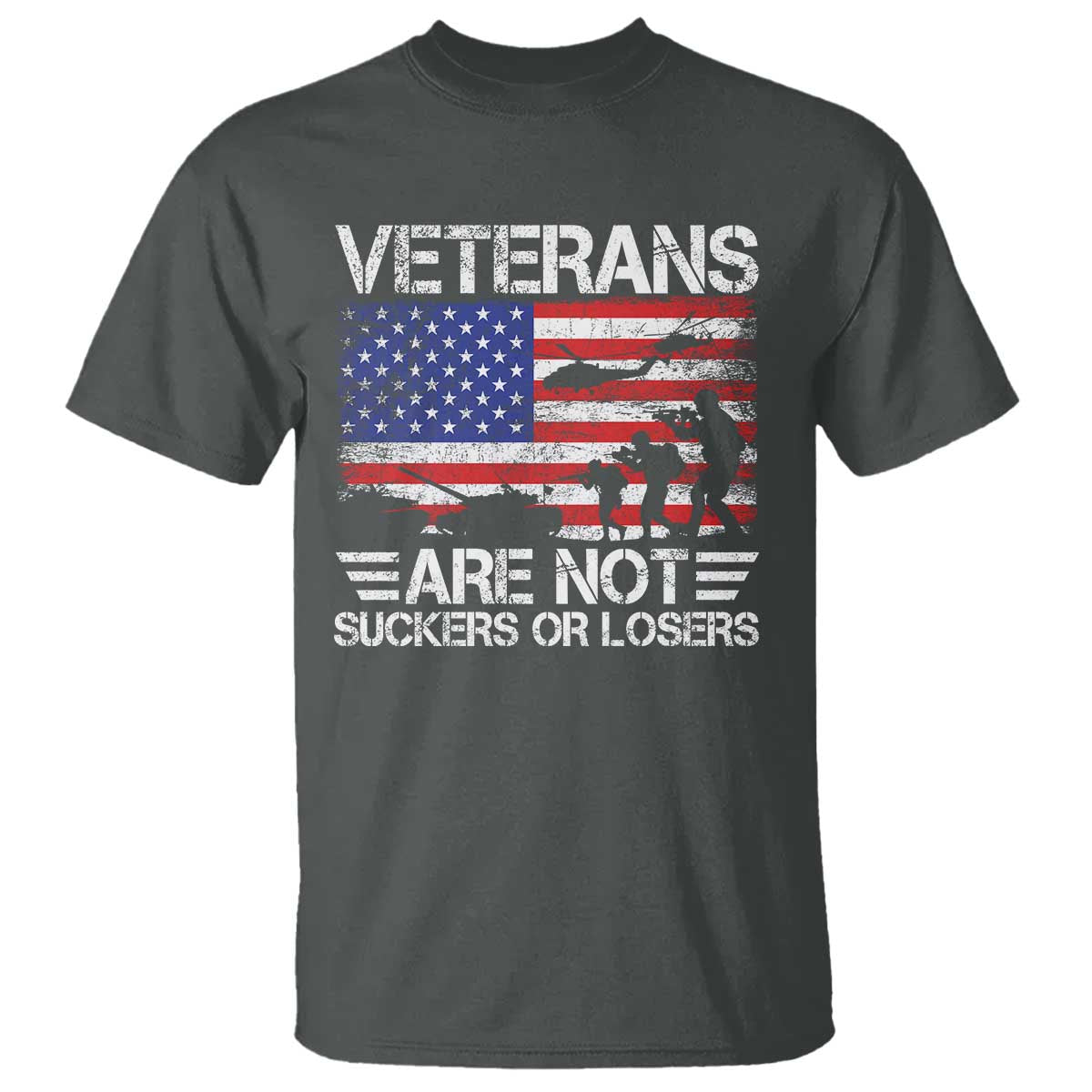 Veterans Are Not Suckers Or Losers T Shirt Veteran Vintage US Flag Protest