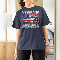 Veterans Are Not Suckers Or Losers T Shirt For Women Veteran Vintage US Flag Protest
