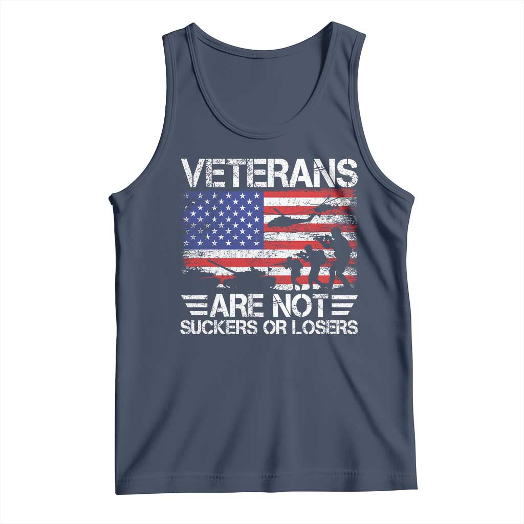 Veterans Are Not Suckers Or Losers Tank Top Veteran Vintage US Flag Protest