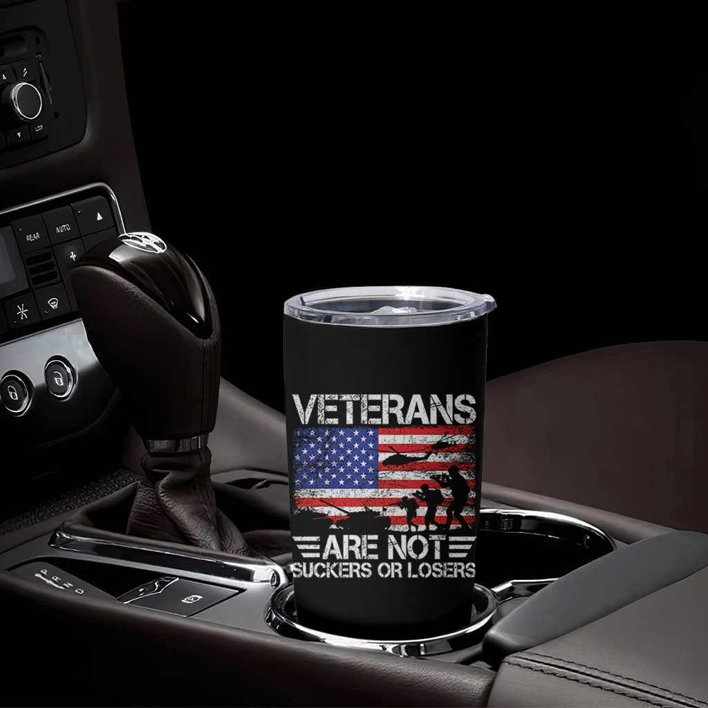 Veterans Are Not Suckers Or Losers Tumbler Cup Veteran Vintage US Flag Protest