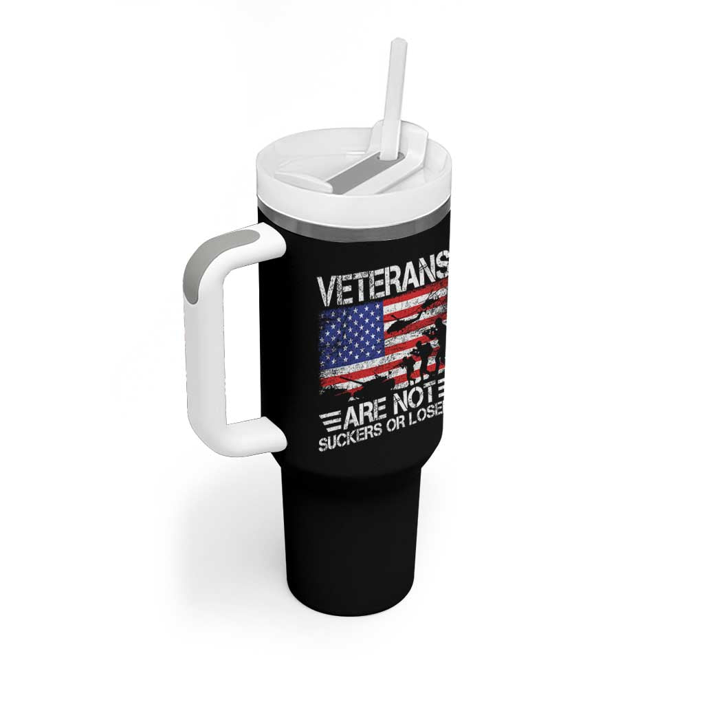 Veterans Are Not Suckers Or Losers Tumbler With Handle Veteran Vintage US Flag Protest