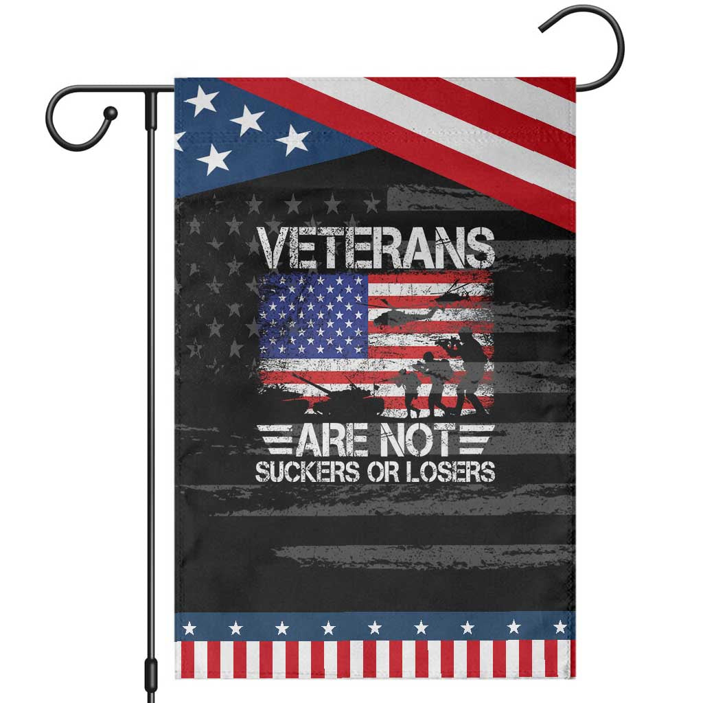 Veterans Are Not Suckers Or Losers Garden Flag Veteran Vintage US Flag Protest