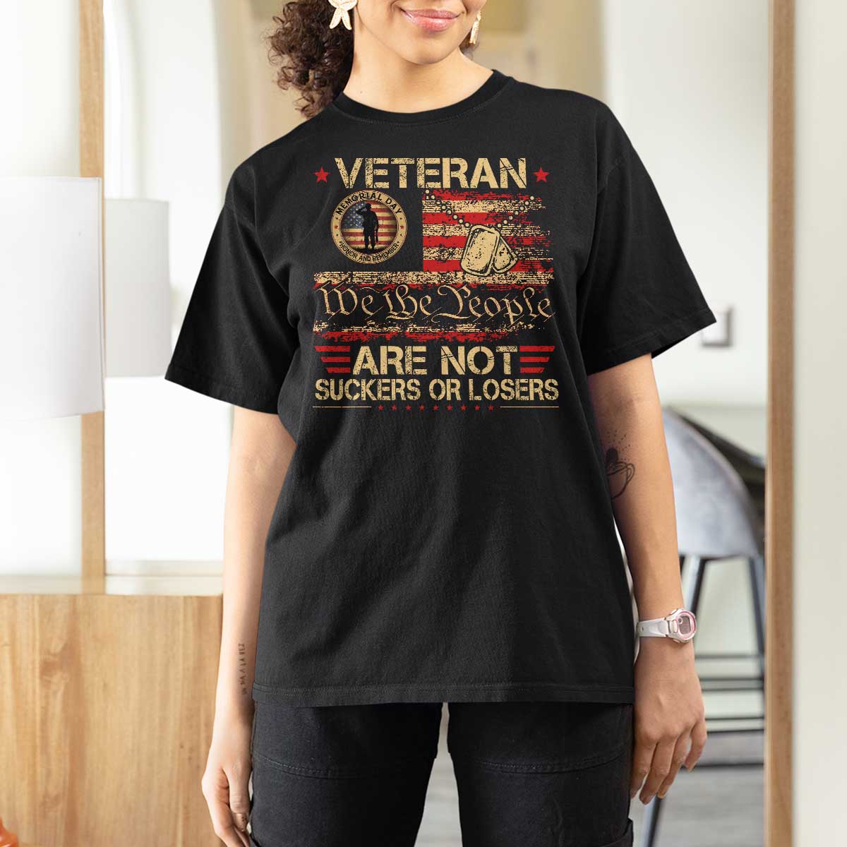 Veterans Are Not Suckers Or Losers T Shirt For Women Vintage Old 1776 Vintage Flag We The People Veteran Patriotic