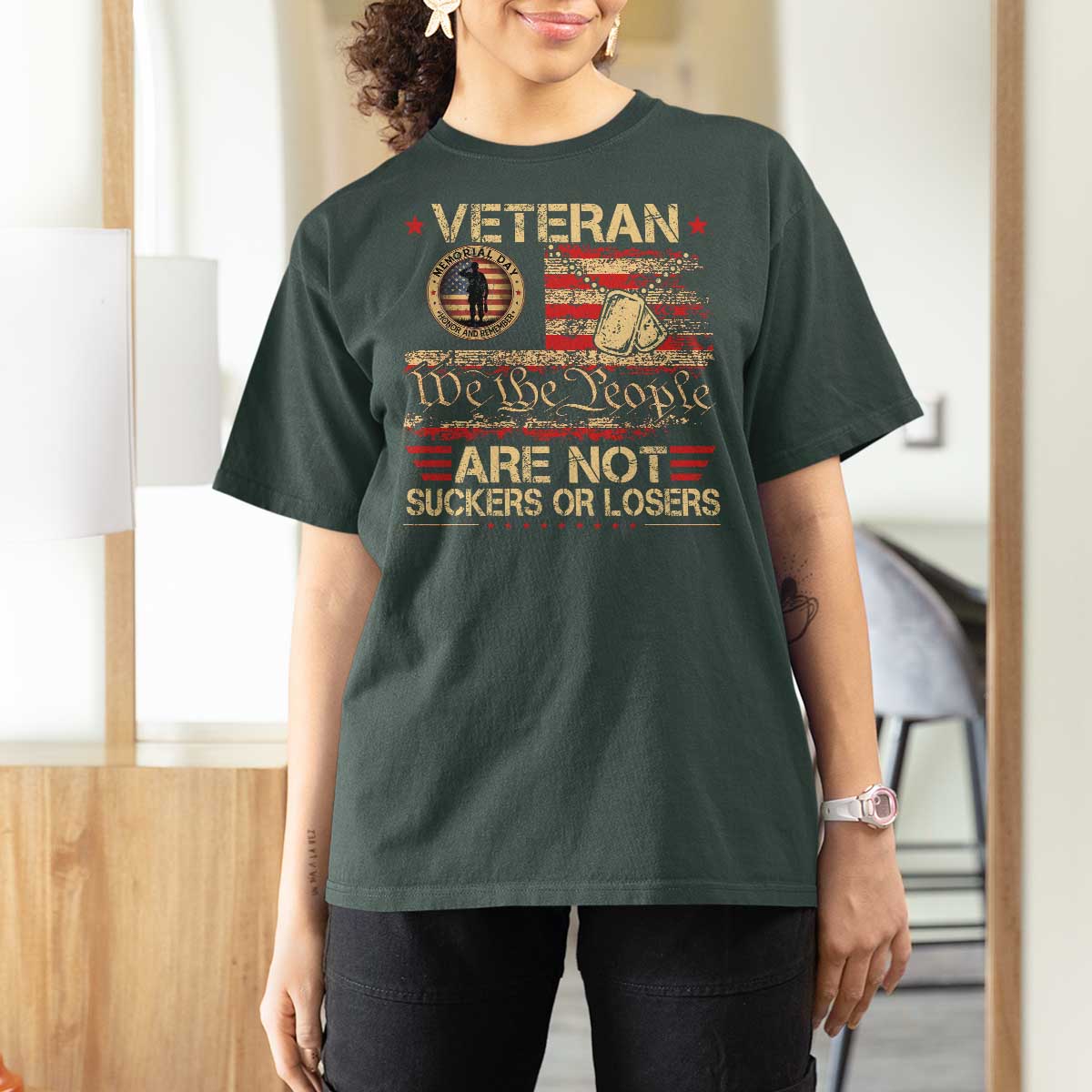 Veterans Are Not Suckers Or Losers T Shirt For Women Vintage Old 1776 Vintage Flag We The People Veteran Patriotic