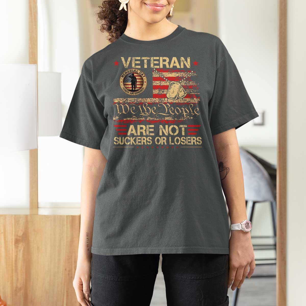 Veterans Are Not Suckers Or Losers T Shirt For Women Vintage Old 1776 Vintage Flag We The People Veteran Patriotic