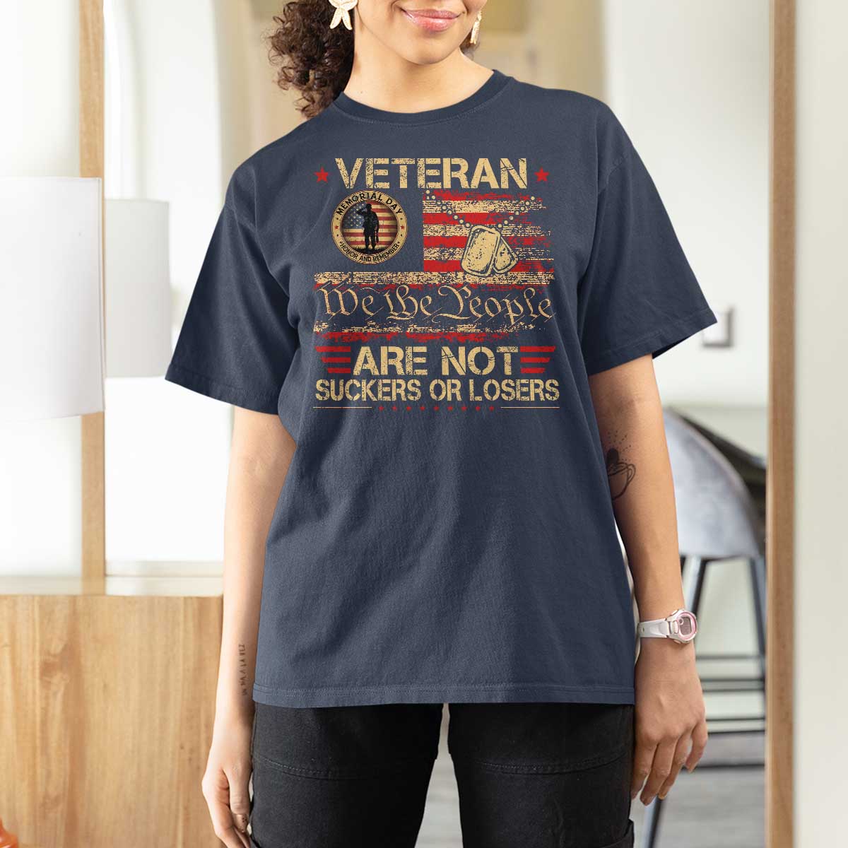 Veterans Are Not Suckers Or Losers T Shirt For Women Vintage Old 1776 Vintage Flag We The People Veteran Patriotic