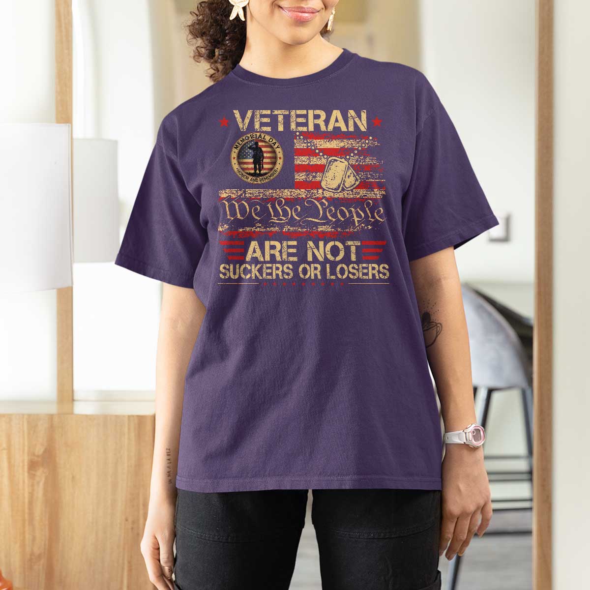 Veterans Are Not Suckers Or Losers T Shirt For Women Vintage Old 1776 Vintage Flag We The People Veteran Patriotic