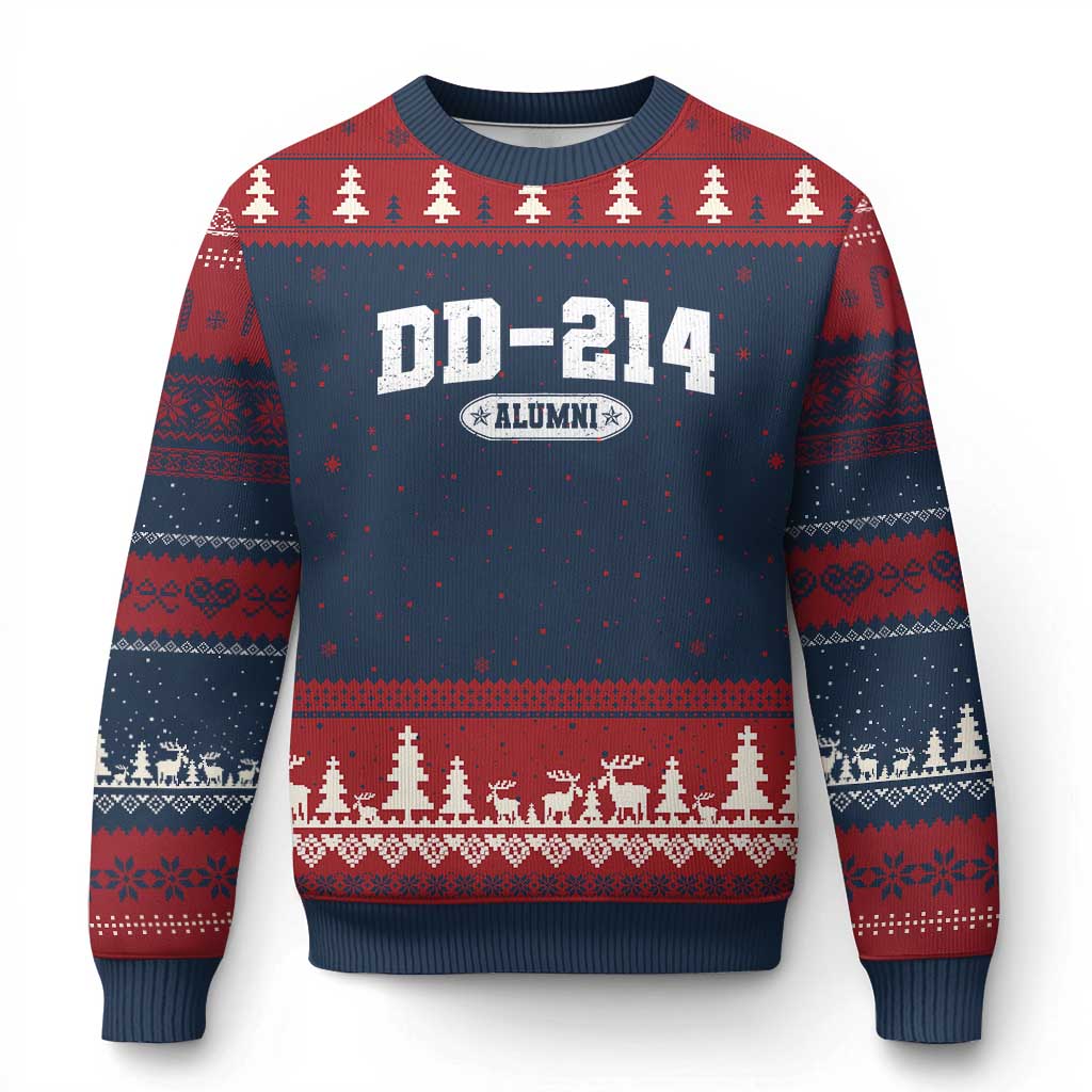 DD-214 Alumni Ugly Christmas Sweater US Army Pride Military Veteran Retired - Wonder Print Shop