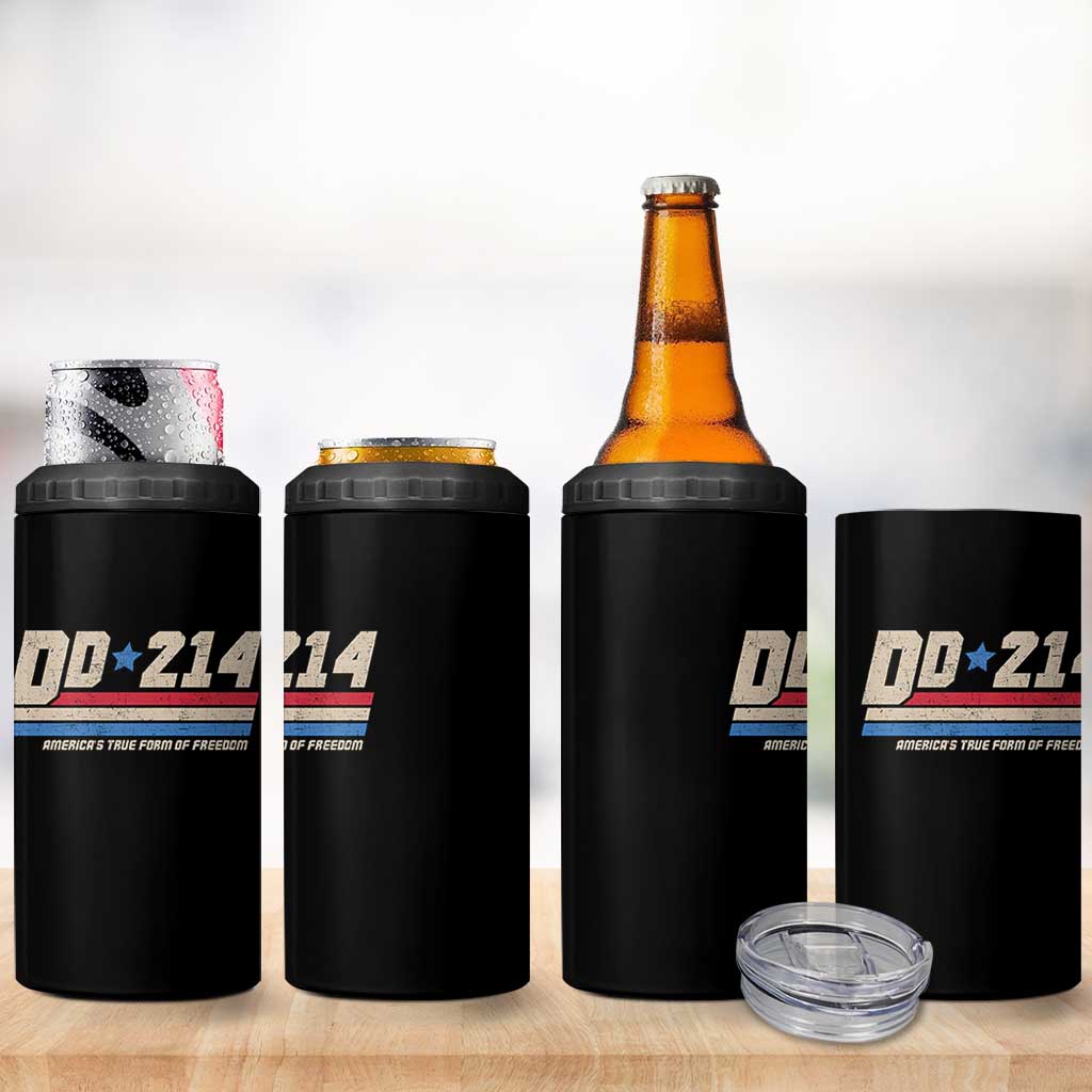 DD-214 4 in 1 Can Cooler Tumbler Armed Forces Military Alumni Vintage Veteran - Wonder Print Shop