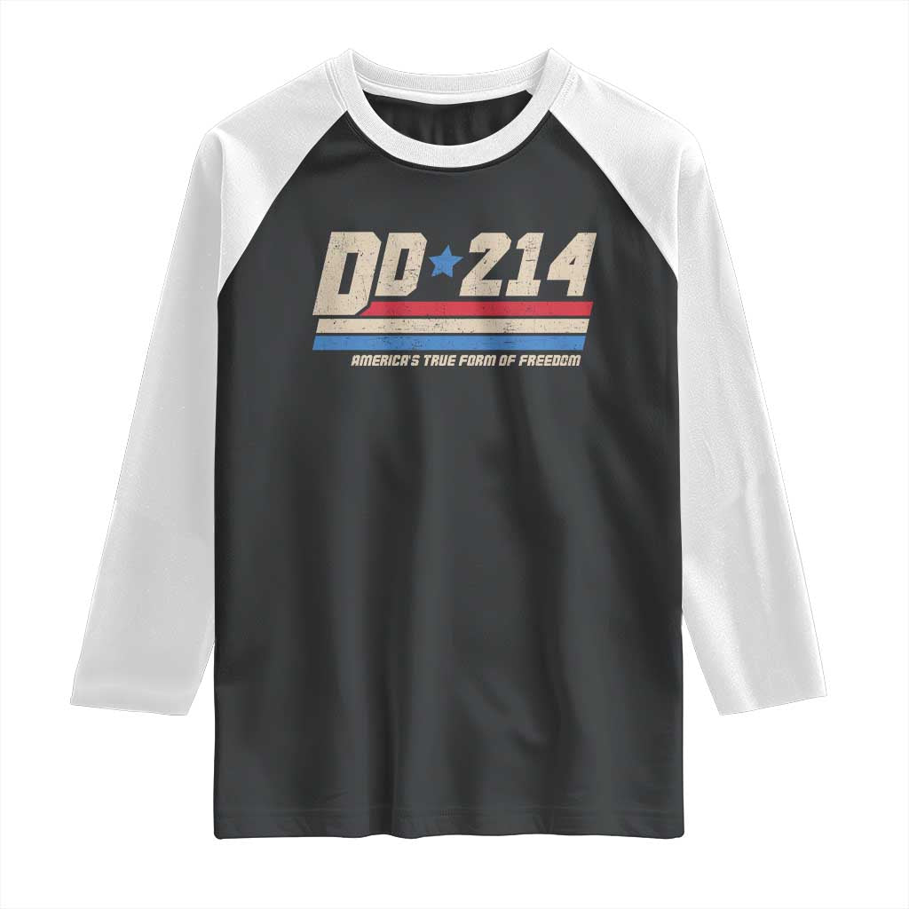 DD-214 Raglan Shirt Armed Forces Military Alumni Vintage Veteran - Wonder Print Shop