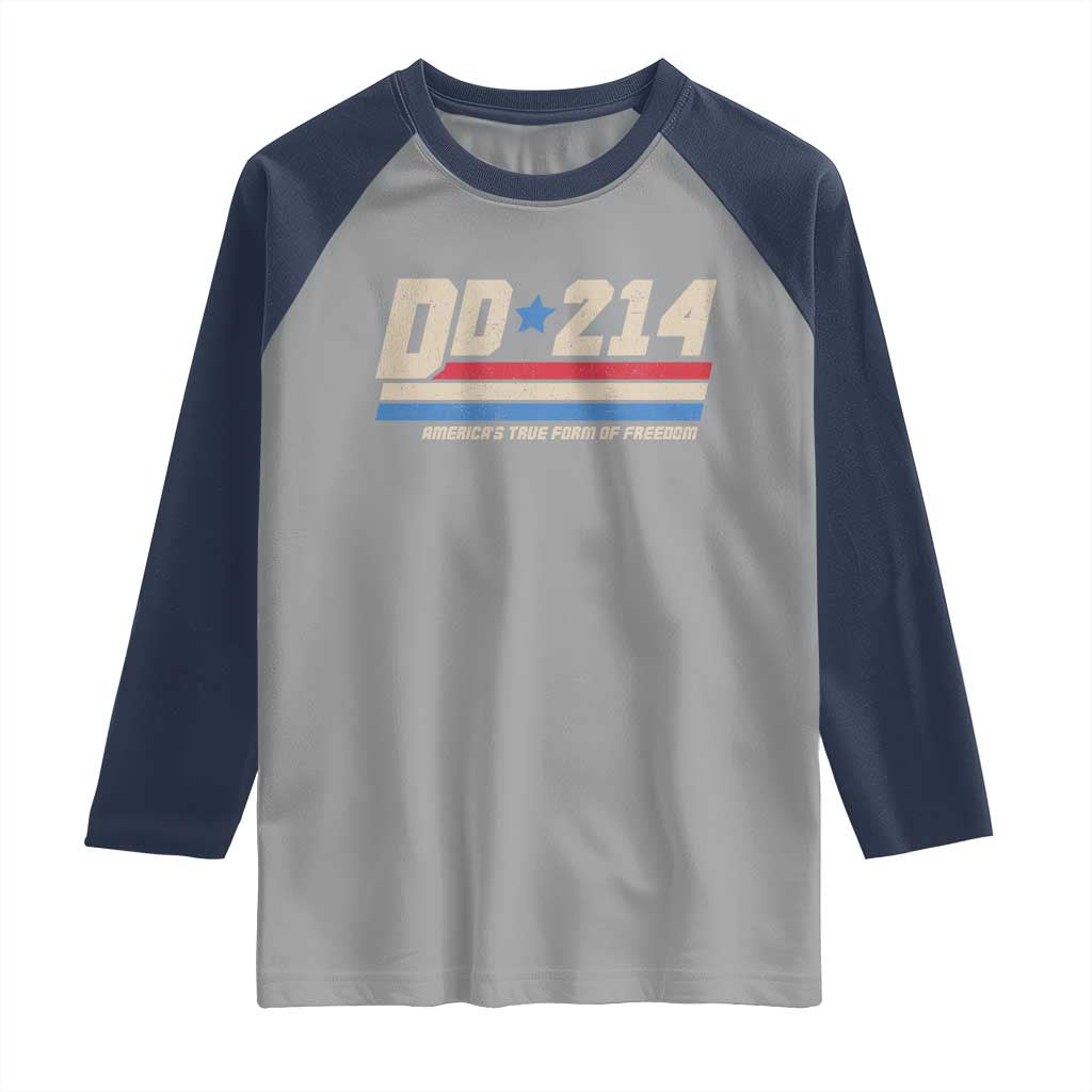 DD-214 Raglan Shirt Armed Forces Military Alumni Vintage Veteran - Wonder Print Shop