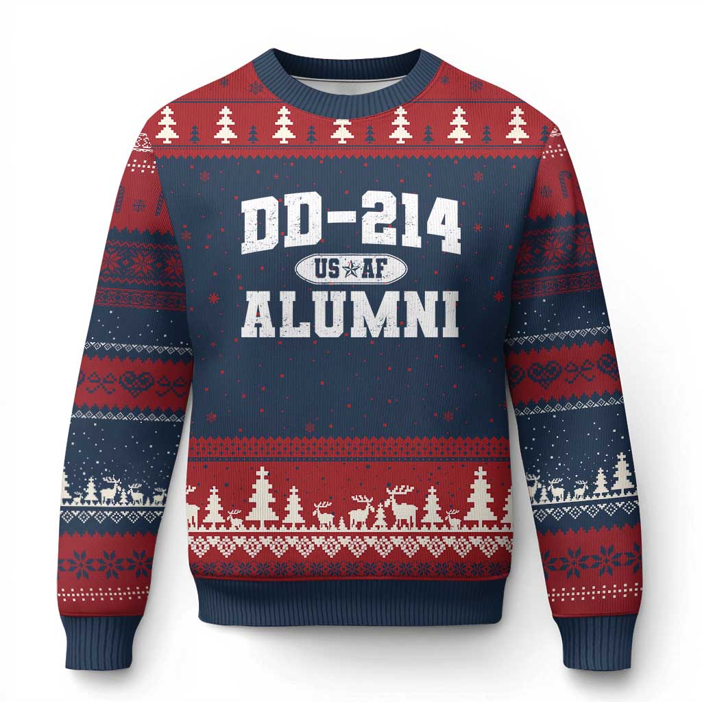 DD-214 US Air Force Alumni Ugly Christmas Sweater US Military Veteran Retired - Wonder Print Shop