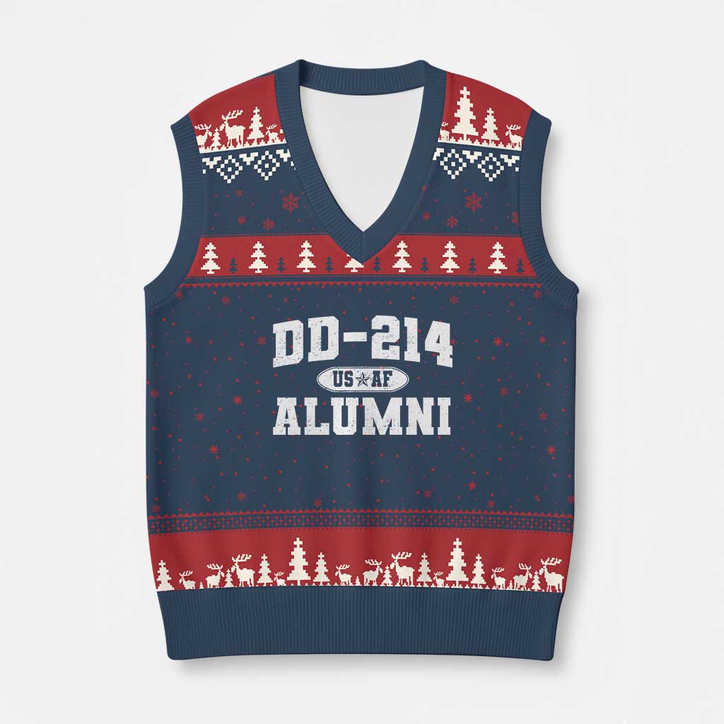 DD-214 US Air Force Alumni V-Neck Knit Sweater Vest US Military Veteran Retired - Wonder Print Shop