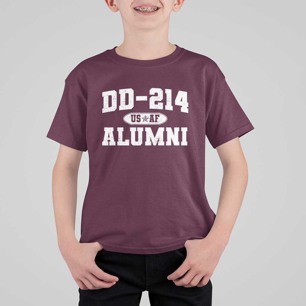DD-214 US Air Force Alumni T Shirt For Kid US Military Veteran Retired - Wonder Print Shop