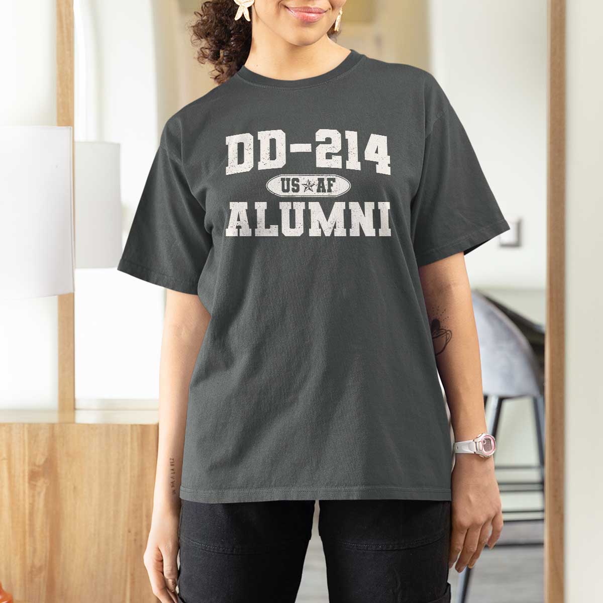 DD-214 US Air Force Alumni T Shirt For Women US Military Veteran Retired - Wonder Print Shop