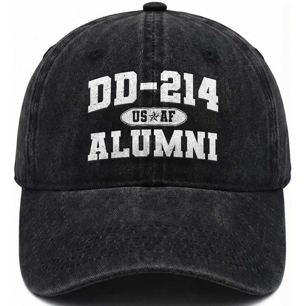 DD-214 US Air Force Alumni Washed Cotton Baseball Cap US Military Veteran Retired